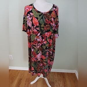 Terra & Sky Plus Size Tropical Print Dress